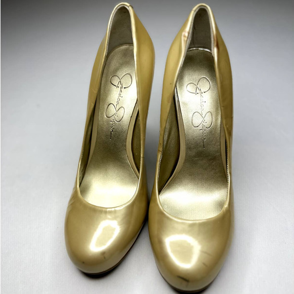 JESSICA SIMPSON HEELS GOLD PUMP SHOES SIZE 6.5 - Picture 3 of 13